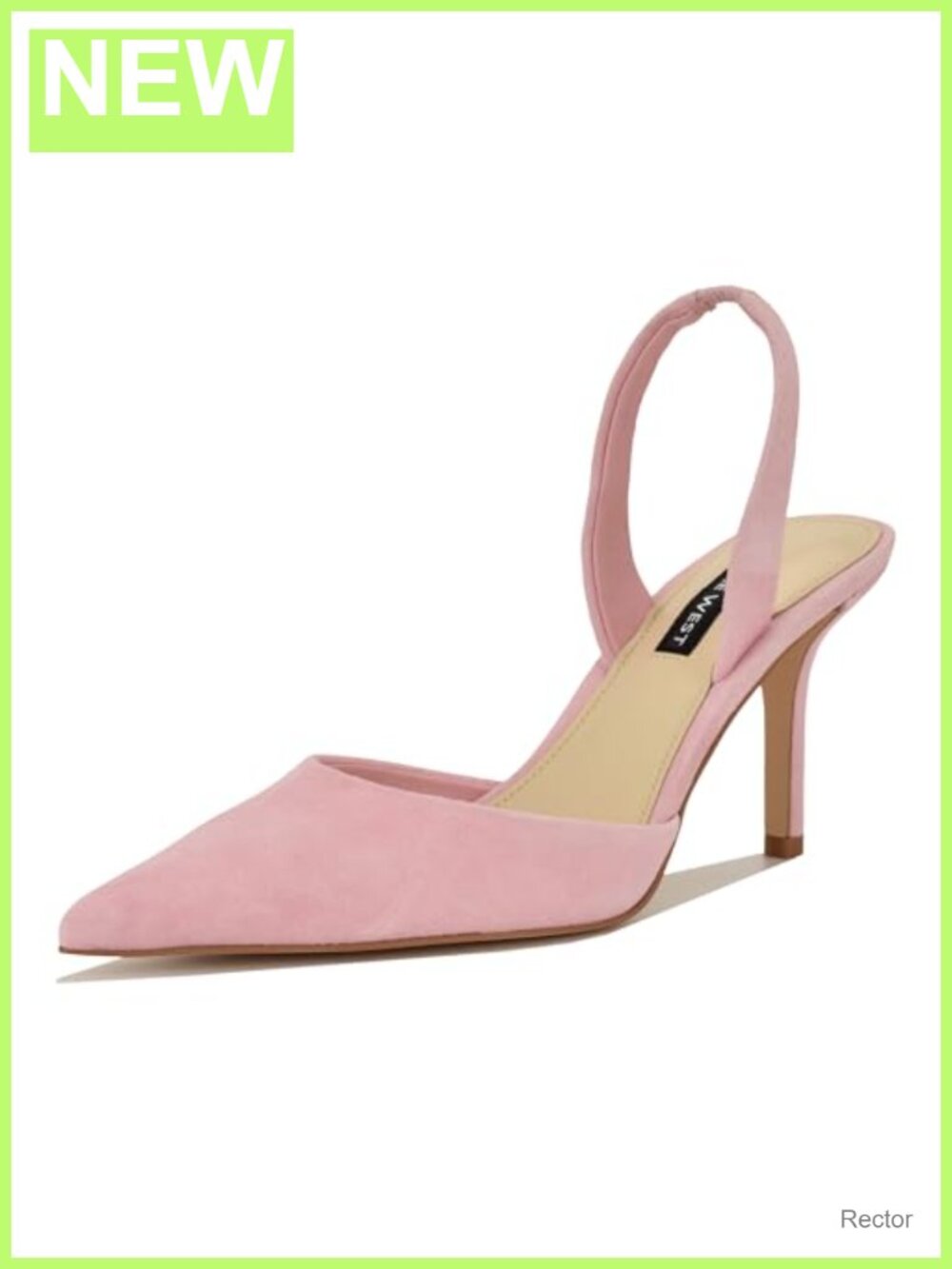 Nine West Paytie Pointy Toe Suede Stiletto Slingback Pumps 2.95 Heel